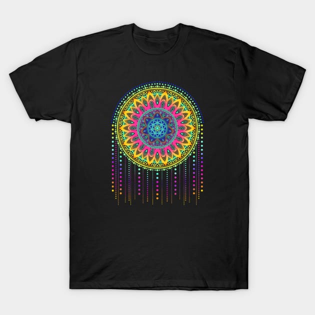 Boho Mandala T-Shirt Rainbow Colors T-Shirt by SheaBondsArt